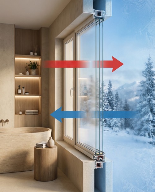 Heizkörper unter einem Fenster im Winter